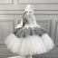 Gorgeous Gold And Dusty Blue Lace Ivory Tulle Satin Bow Knot Flower Girl Dresses, FGS103