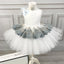 Gorgeous Gold And Dusty Blue Lace Ivory Tulle Satin Bow Knot Flower Girl Dresses, FGS103