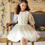 Gorgeous Gold Lace Organza Half Sleeve Cute Flower Girl Dresses, FGS087