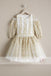 Gorgeous Gold Lace Organza Half Sleeve Cute Flower Girl Dresses, FGS087