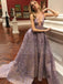 Gorgeous Lace Illusion Neck Deep V-neck Sleeveless Ball Gown Prom Gown Dresses,PD00051