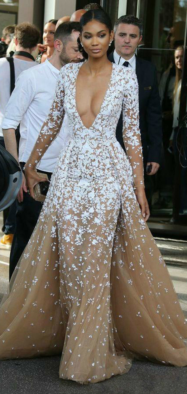 green emerald velvet dress Champagne Tulle Long Prom Dresses, Champagne Tulle Formal Graduation D –  shopluu main image 1