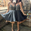 Gorgeous Spaghetti Strap Beaded Rhinestone Top Grey  For Teens Homecoming Dresses,BD00218