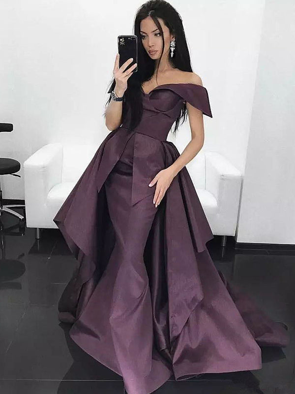 Grape Purple Off Shoulder Convertible Overskirt Prom Dresses ,PD00130 AlineBridal Grape Purple Off Shoulder Convertible Overskirt Prom Dresses ,PD00130 AlineBridal