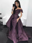 Grape Purple Off Shoulder Convertible Overskirt Prom Dresses ,PD00130