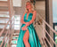 Green Satin Strapless Slit Cheap Fashion Prom Dresses.PD00266