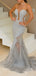 Grey Silver Chiffon Illusion Back Mermaid Prom Dresses,PD00311