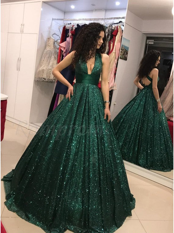 green emerald velvet dress Wedtrend Women Dark Green Mermaid Prom Dress with Rhinestone Criss Cross Back Long Satin Corset Halter Evening Dress, Green / US6 main image 0