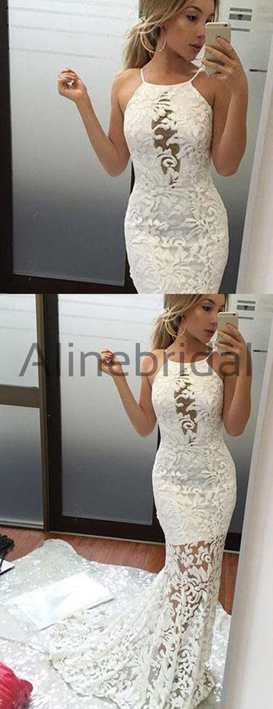 Illusion Lace Halter Mermaid Sexy Wedding Dresses, AB1504