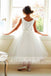 Ivory Applique Tulle Scoop Neck A-line Flower Girl Dresses, FGS097