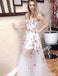Ivory Floral Prints Sweetheart Strapless See Through Prom Dresses,PD00192