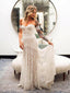 Ivory Lace Strapless Boho Beach Wedding Dresses, AB1530