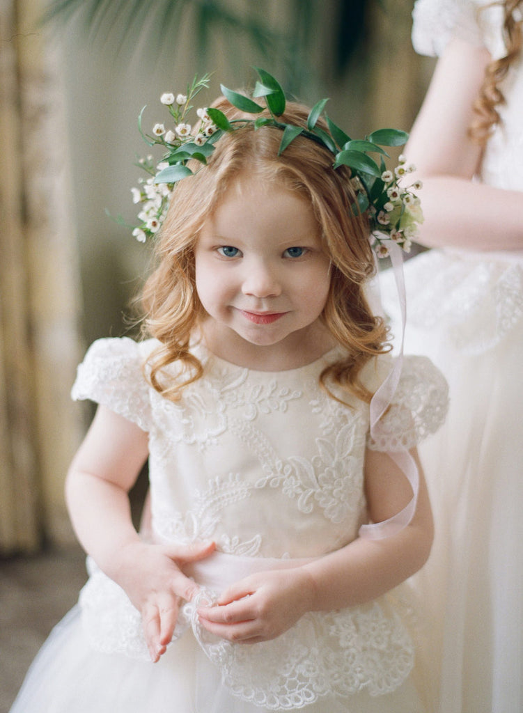 Classic Ivory A-line Tulle Flower Girl Dress with Bow Sash, FGS106 AlineBridal Classic Ivory A-line Tulle Flower Girl Dress with Bow Sash, FGS106 AlineBridal