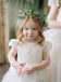 Ivory Lace Tulle  Cap Sleeve Round Neck Scoop Back With Pink Bow Know Flower Girl Dresses, FGS106