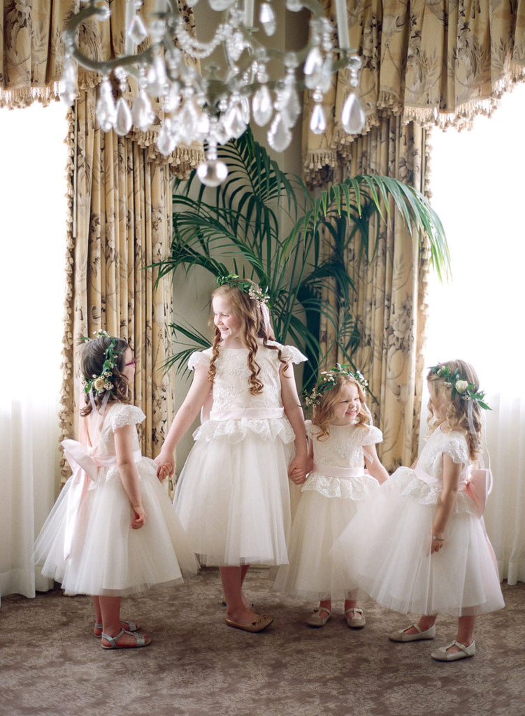 Classic Ivory A-line Tulle Flower Girl Dress with Bow Sash, FGS106 – AlineBridal Classic Ivory A-line Tulle Flower Girl Dress with Bow Sash, FGS106 – AlineBridal