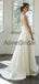 Ivory Satin V-neck Scoop Back A-line Simple Wedding Dresses, AB1557