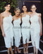 Ivory Silt Fashion Unique Strapless Ankle Length Sheath Bridesmaid Dresses , AB4033