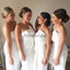 Ivory Silt Fashion Unique Strapless Ankle Length Sheath Bridesmaid Dresses , AB4033