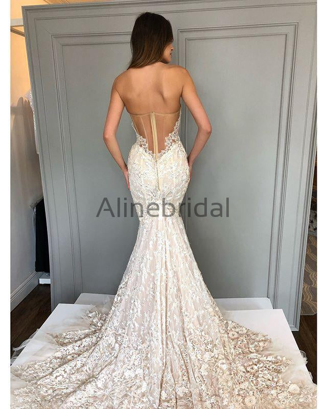 ivory lace strapless mermaid wedding dress Off White Lace Strapless Bridal Dress JB39733