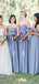 Lavender Chiffon Mismatched A-line Long Bridemsiad Dresses , AB4125