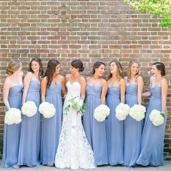 Lavender Chiffon Sweetheart Strapless Simple Long Bridesmaid Dresses AlineBridal