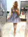 Lavender Lace Top Tulle V-neck Sleeveless Homecoming Dresses For Teens,BD00237