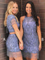 Lavender Silver Beading Sequin Mismatched Sheath Homecoming Dresses,HD0031