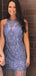 Lavender Silver Beading Sequin Mismatched Sheath Homecoming Dresses,HD0031