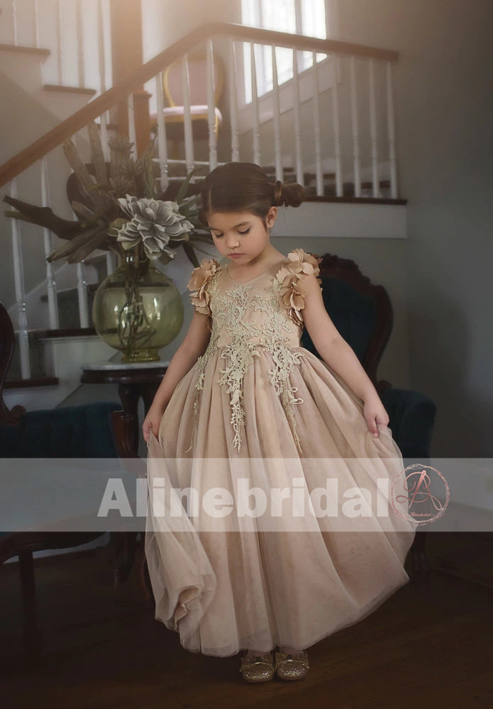 Light gold flower girl dresses top