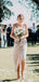 Light Grey Spaghetti Strap High Low Summer Wedding Bridesmaid Dresses, AB4108
