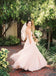 Light Pink Sweetheart Strapless Lace Top Tulle A-line Simple Beach Wedding Dresses, WD0117