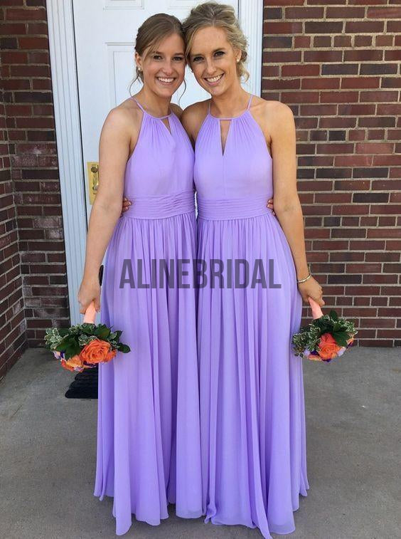 Lilac Chiffon Halter Simple A-line Long Bridesmaid Dresses, AB4010 –  AlineBridal
