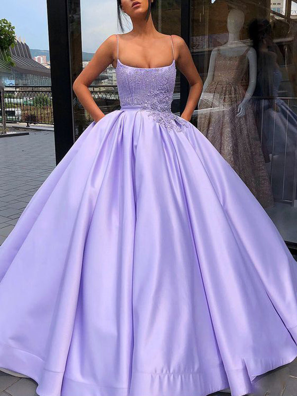 Purple Princess Prom Gown,Modest Satin A Line Evening Dress,Simple Pro -  Wishingdress