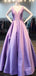 Lilac Satin V-neck Sleeveless Pockets A-line Prom Dresses,PD00354