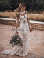 Long Sleeves Lace Mermaid Beach Country Wedding Dresses WD0576