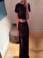 Long Black Two Pieces Lace Cocktail For Teens Prom Dress ,PD0171