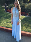 Long Custom Chiffon Blue Simple Affordable Prom Dress,PD0070