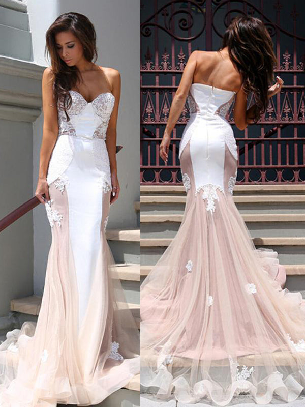 Long Mermaid Sweetheart Unique Sexy Elegant Cheap Prom Dresses