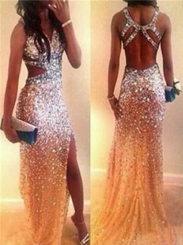 Luxury A-line Sweetheart Long Sleeces Beading Prom Dresses, PD0116
