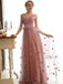 Long Pink Charming Tulle Lace Up Newest High Waist Prom Dresses ,PD0090