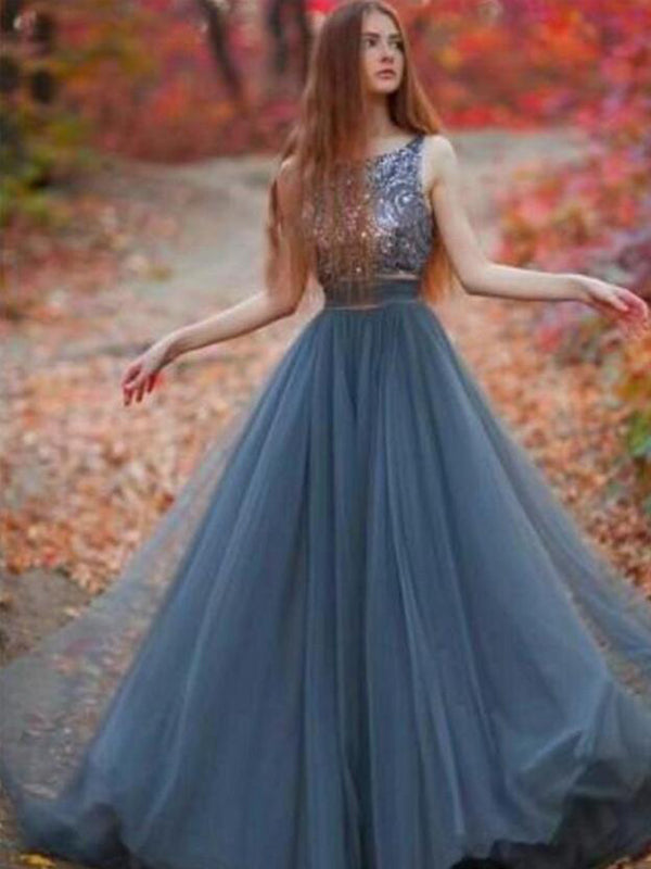 Long Popular V Back Sequined Ball Gown Casual Pretty Evening Party Pro AlineBridal