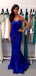 Long Royal Blue Lace Straps Backless Cocktail Party Prom Dress,PD0042