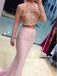 Long Sleeves Pink  Custom Two Pieces Pink Tight Evening Party Formal Prom Dress ,PD0054