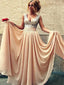 Long Sparkly V-neck Sleeveless Charming A-line Floor Length Evening Party Prom Dress,PD0080