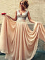 Long Sparkly V-neck Sleeveless Charming A-line Floor Length Evening Party Prom Dress,PD0080