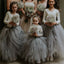 Lovely Tulle Cute Gray Long Sleeves Flower Girl Dresses FGS146