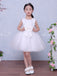 Lovely White Tulle Rose Floral With Bow Knot Sash Flower Girl Dresses , FGS120