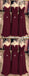 Maroon Chiffon Mismatched Simple Long Bridesmaid Dresses , AB4117