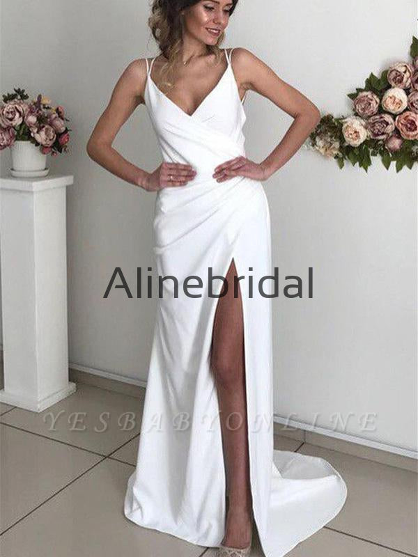 Mermaid Simple Chic Sexy Backless Spaghetti-Straps Prom Dresses PD1007