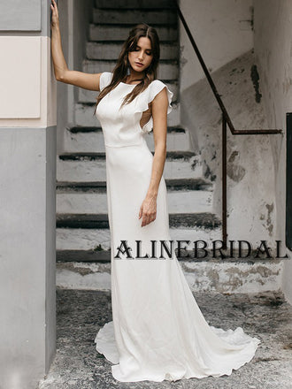 Mermaid Simple Country Ivory Beach Wedding Dresses WD1207